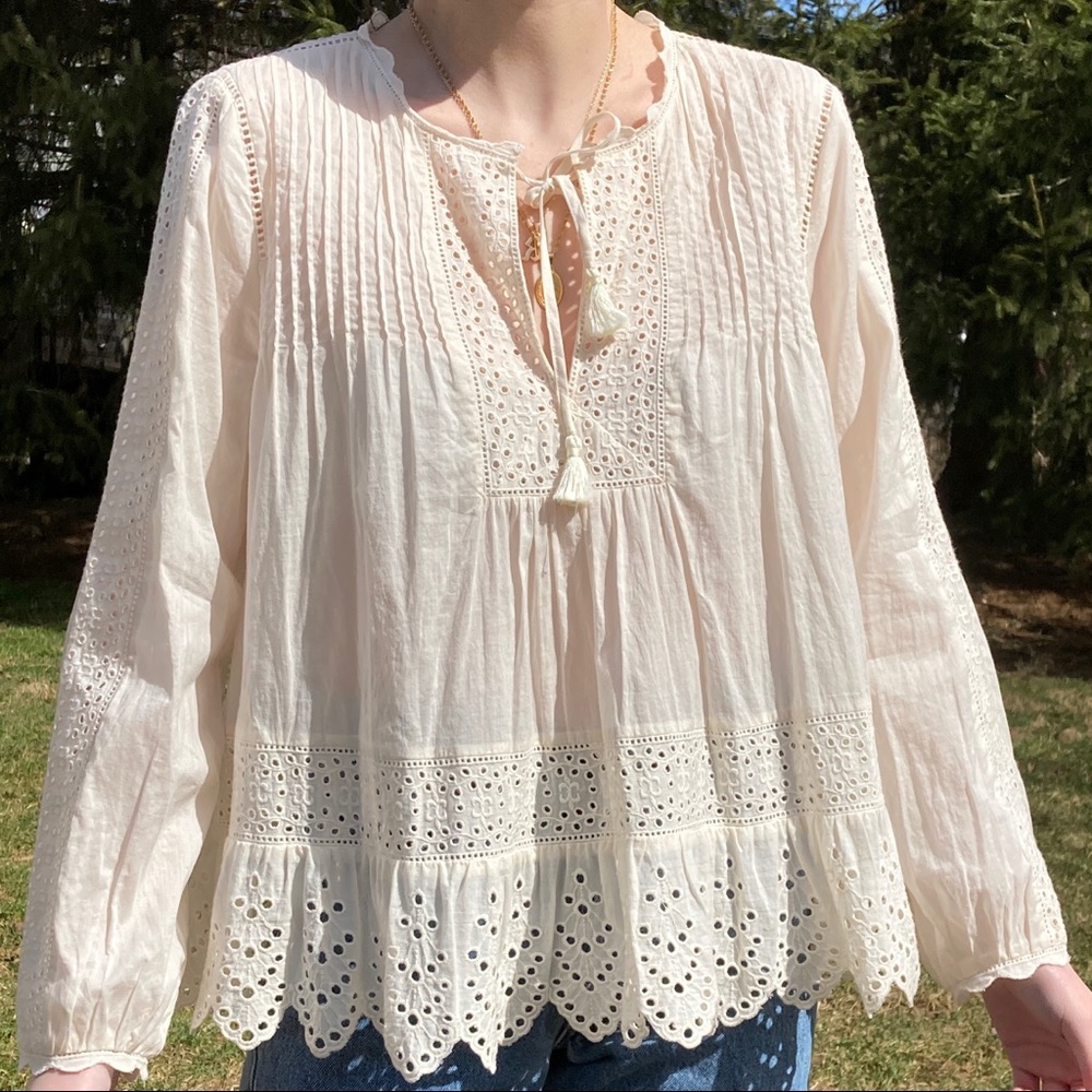 Rebecca taylor ivory peasant prairie blouse